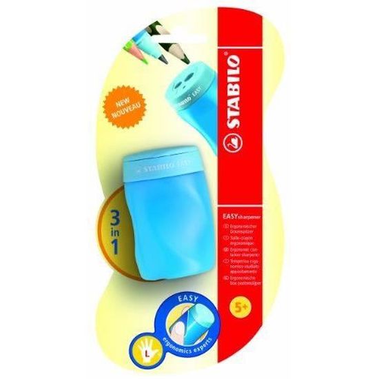 Blister X 1 STABILO EASYergo 3.15 Gaucher + 1 Taille-crayon - Bleu - Carton De 3 Pièces