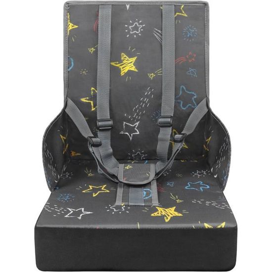 Rehausseur De Chaise Pour Enfant 8.5 Cm - Coussin Antidérapant Avec Sangle De Sécurité - Gris, Cuir Synthétique, éponge 45D - Portable Pour Maison Et Restaurant