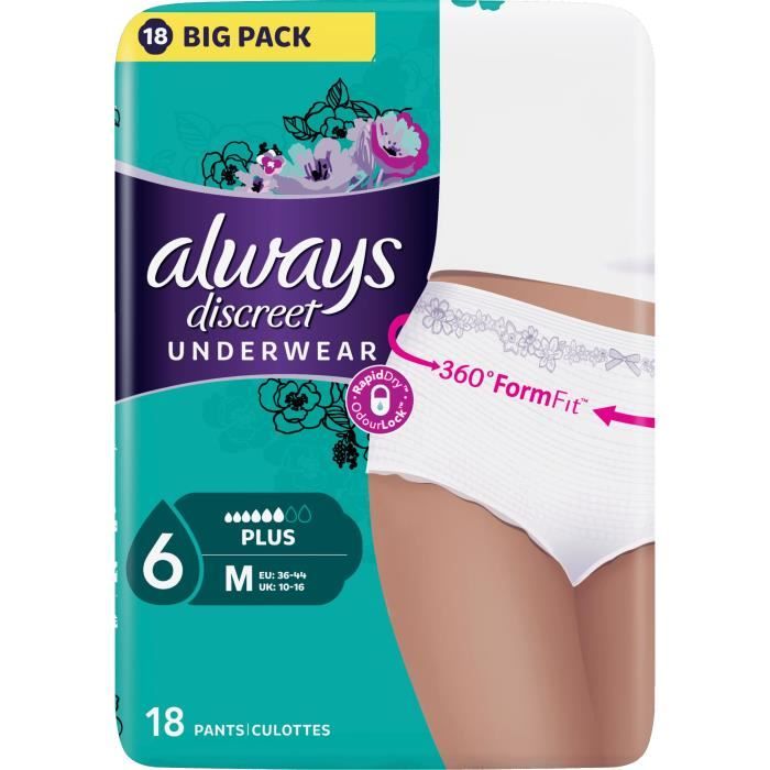 ALWAYS Discreet+ Culottes Incontinence M 18