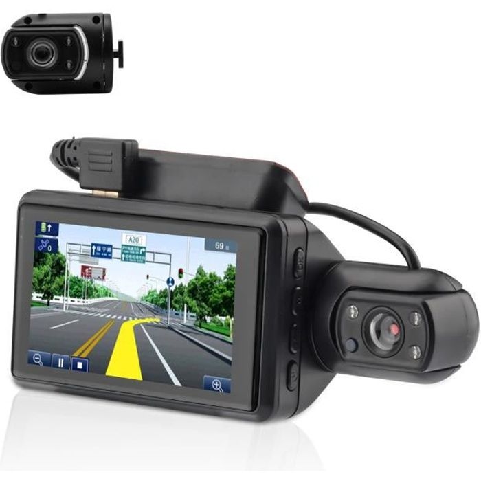 Caméra de Voiture, 3- Full HD LCD 1080P Double DashCam 170° IPS + Caméra Voiture Embarquée Enregistreur de Conduite