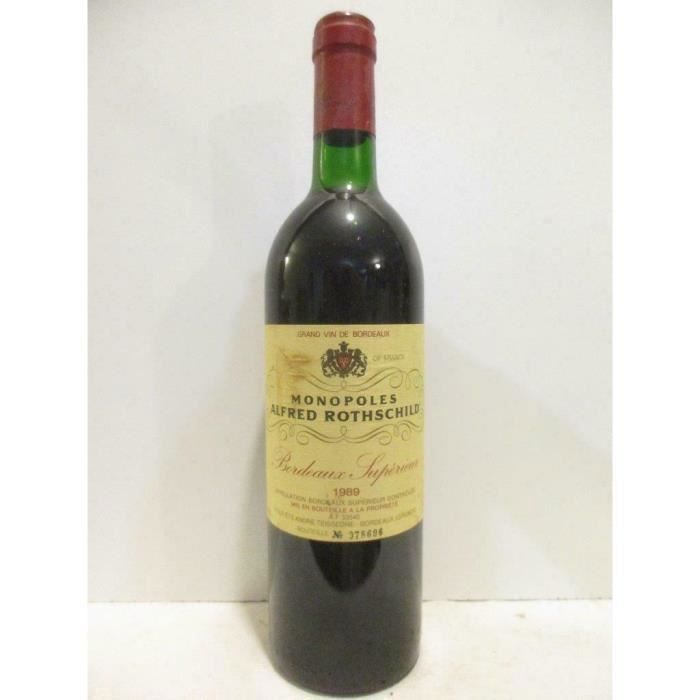 bordeaux supérieur monopoles alfred rothschild rouge 1989 - bordeaux