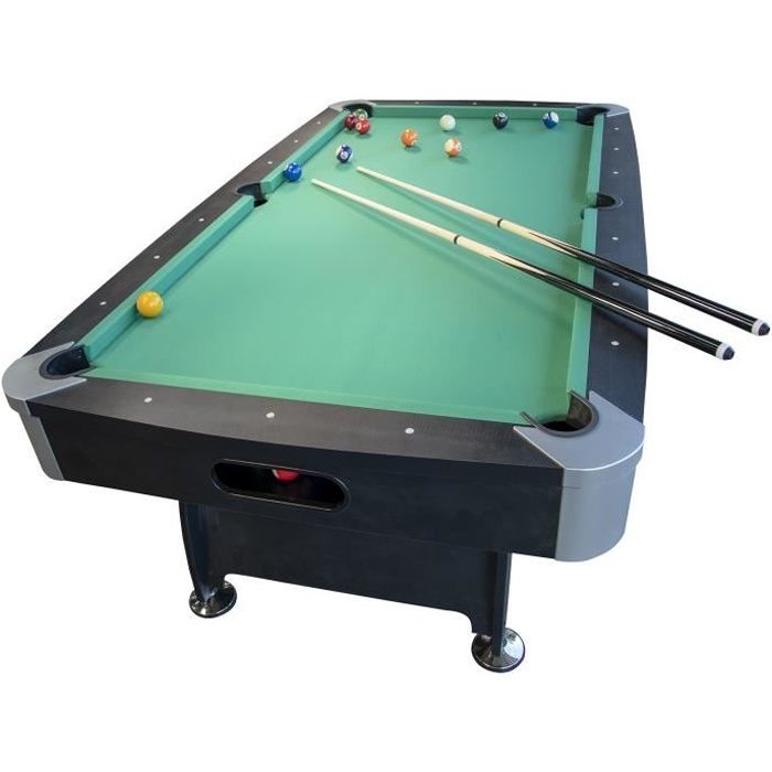 Billard Américain avec Retour de Boules Automatiques et Accessoires, 220 x 123 x 80 cm - Noir et Tapis Vert