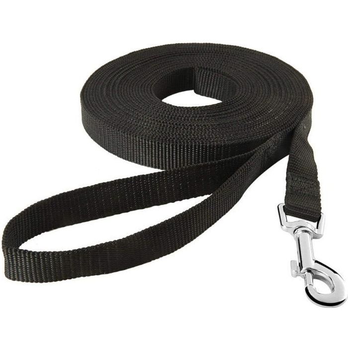 Laisse De Dressage Noir 5M Pour Chien Chat Sangle Nylon Promenade