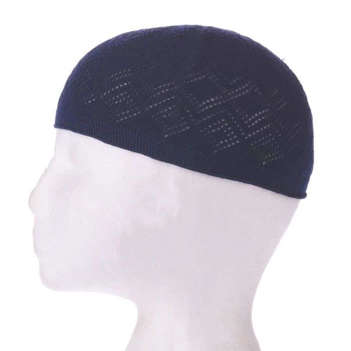 Garçon hommes Kufi koofi chapeau Topi crâne casquette islamique musulman prière Topi tête porter bleu
