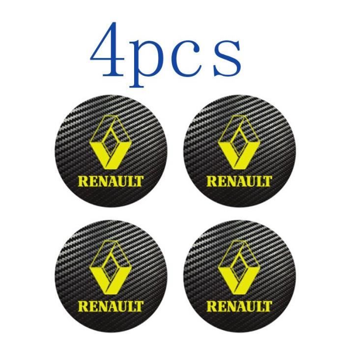 Badge centre en carbone pour RENAULT Sport, 56-60-65mm, 4 pièces, autocollant moyeu de roue en alliage, capuchon~YELLOW LX12829