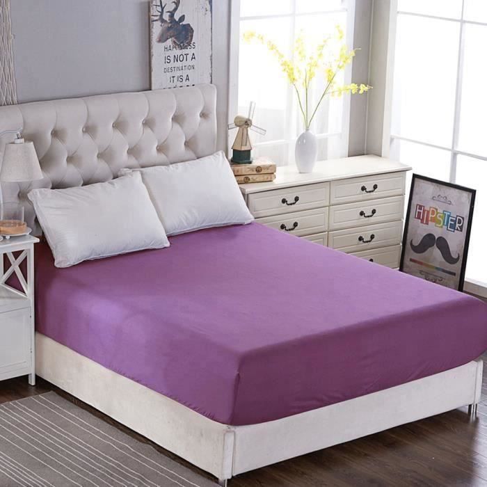 SKY drap housse violet 160*200 bonnet 30cm drap de lit housse matelas respirant polyester