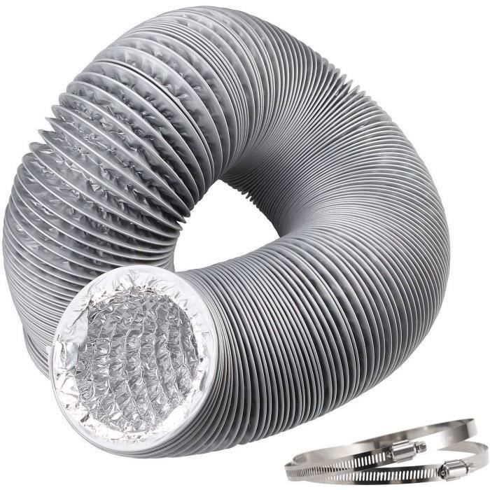 ø150mm Tuyau d'Evacuation Flexible en Aluminium&PVC Tube de Ventilation pour Extracteur d'Air,Climatisation,Sèche-linge-5m