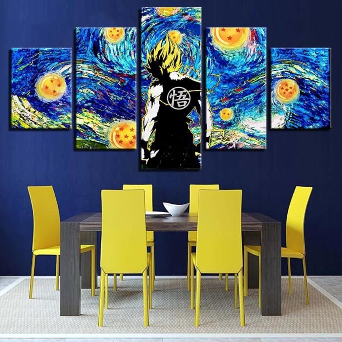 LB0950 Toile abstraite mur Art cadre peintures 5 panneau dessin animé Dragon Ball décor à la maison moderne modulaire œuvre photos a