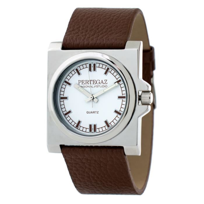 WATCH PERTEGAZ STEEL WHITE BROWN UNISEX - MEN and WOMEN PDS-018-M