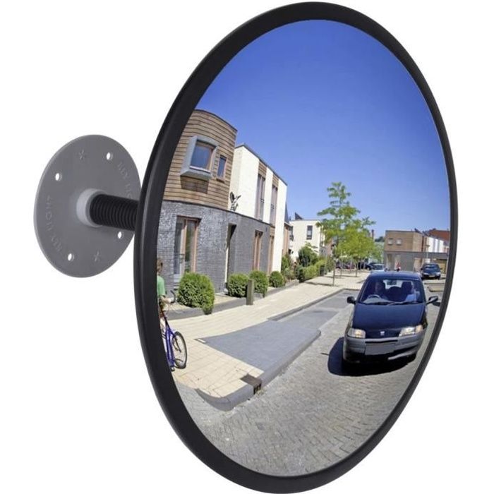 Miroir de trafic convexe Acrylique Noir 30 cm Intérieur