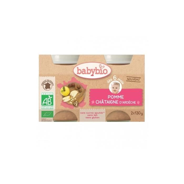 Babybio - Petit Pot Bébé Pomme Châtaigne - Bio - 2x130g - Dès 6 mois