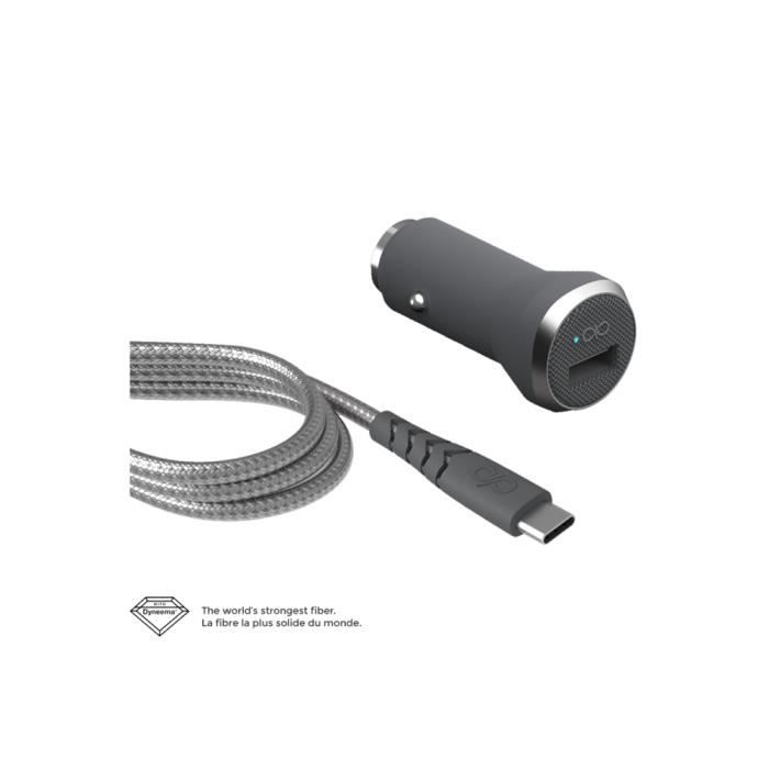 BIG BEN Kit chargeur voiture rapide et câble renforcé USB/USB C