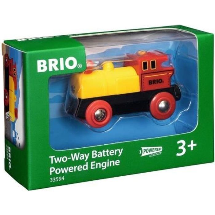 Brio World Locomotive à pile Bi-directionnelle Jaune Accessoire lumineux Circuit de train en bois - Ravensburger - Dès 3 ans - 33594