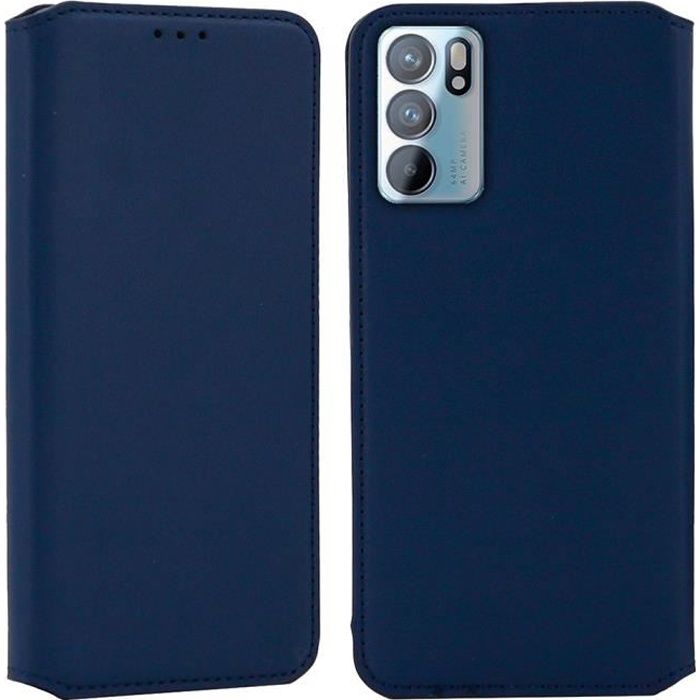 Coque Oppo Reno 6 5G , Portefeuille Cuir PU - Bleu