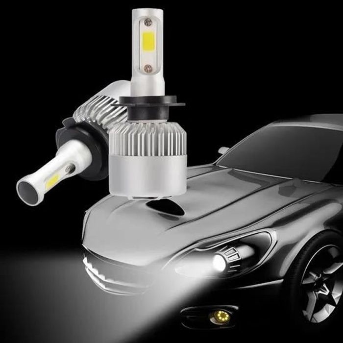 XINGIXJ ---Ampoule Lampe Halogène H7 20000LM 200W CREE LED Phare de voiture Ventilateur Intégré 6500K Blanc LD1033