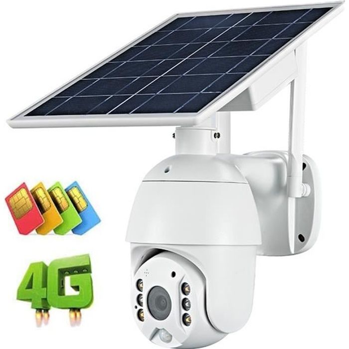 Ysilla Sécurité solaire sans fil 4G fente pour carte SIM caméra PTZ de sécurité Zoom numérique 4X Caméra IP extérieure 1080P