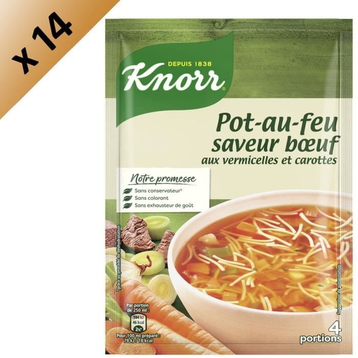 KNORR Soupe Pot au Feu aux Vermicelles et Carottes - Lot de 14x 67 g