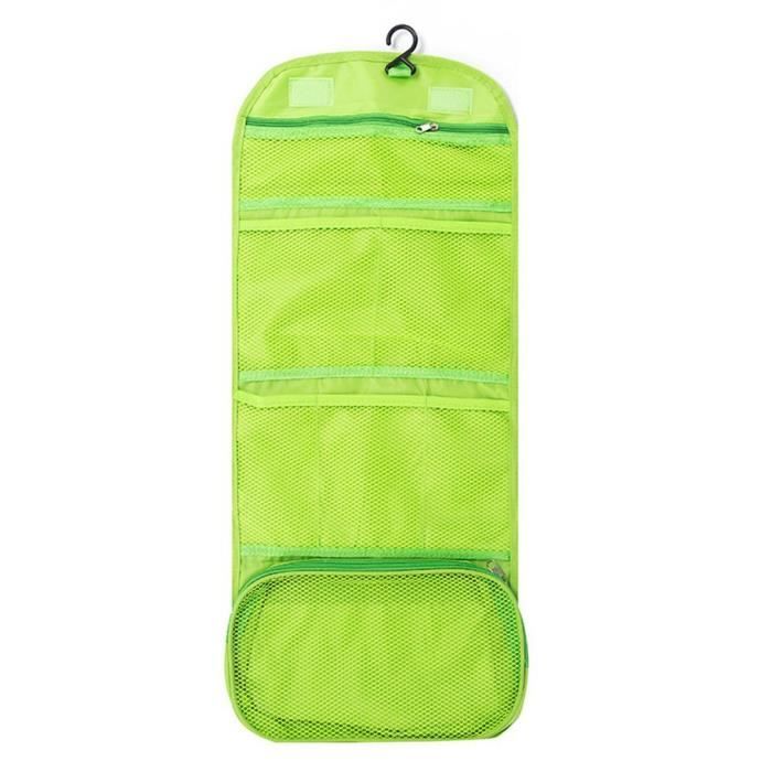 Trousse de toilette de voyage multifonctionnelle, rangement pliable extérieur pour le maquillage et le lavage vert