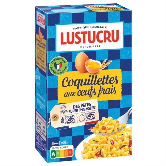 LUSTUCRU - Coquillettes Aux Oeufs Frais 500G - Lot De 4