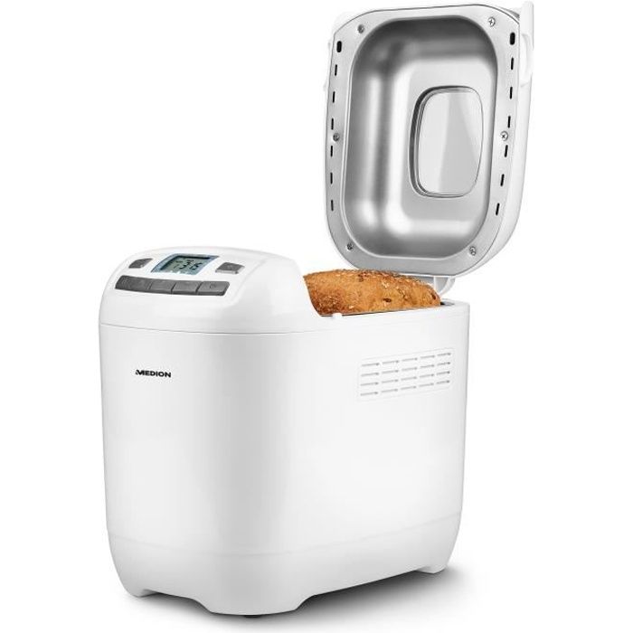 MEDION MD 18636 - Machine à pain - 12 programmes de cuisson - 3 degrés de brunissage sélectionnables - 650 Watts - capacité de 1000g