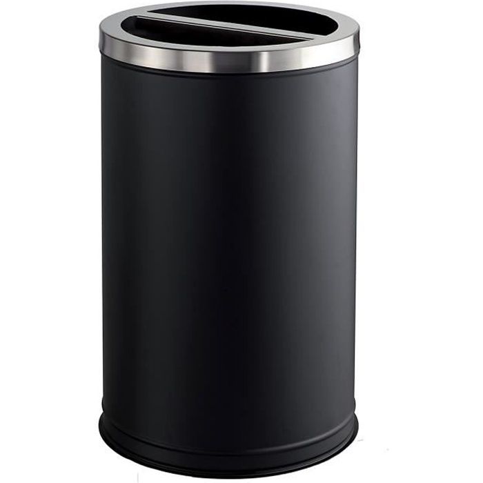 Poubelles tri sélectif - acier peint époxy - Noir-Inox - 2 x 50 litres - 440x750 - Station Duo - 1 pièce - medial -