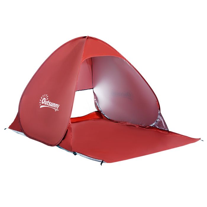 Outsunny Abri de plage tente de plage pliable pop-up automatique instantané protection UV fenêtre arrière grand tapis de sol