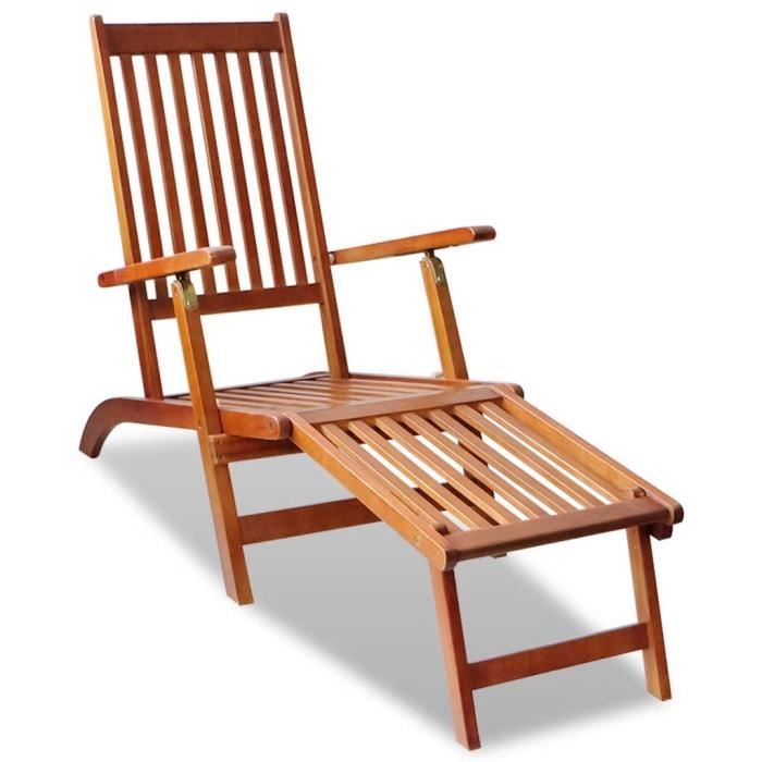 Chaise de terrasse avec repose-pied Bois d'acacia