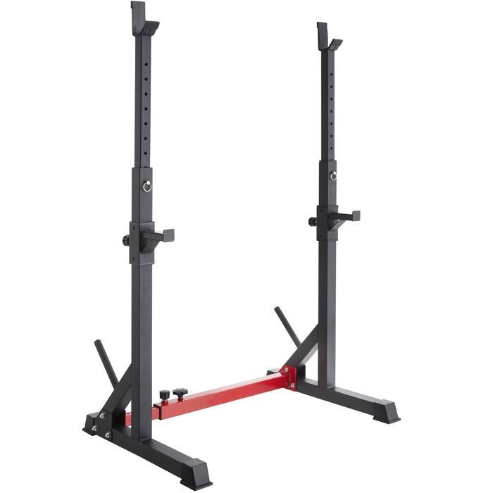 TECTAKE Rack de Rangement pour Haltères Support de Squat Réglable en Hauteur et en Largeur Acier Noir