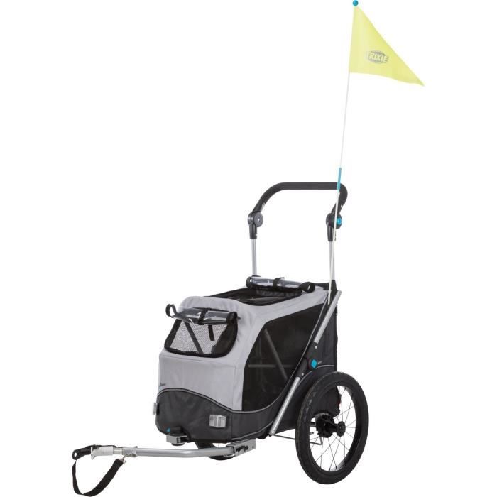 TRIXIE Roulotte de vélo - pliable - S: 58 × 93 × 74/114 cm - Gris - Pour chien
