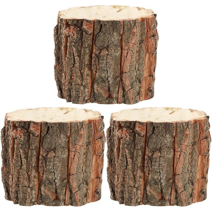 Jardinière en bois recouverte d'écorce – lot de 2 pour herbes aromatiques