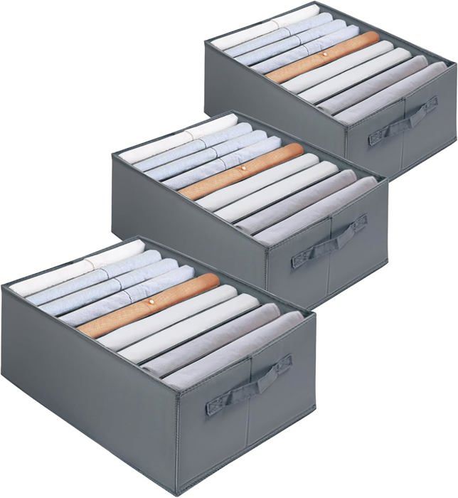 12 Boîtes De Rangement Pliables – Organisateur Tiroir En Tissu – 3 Tailles Pour Sous-vêtements, Chaussettes, Accessoires (gris Clair)