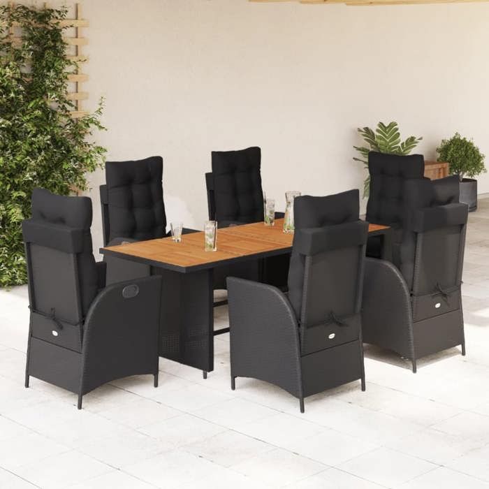 vidaXL Ensemble à manger de jardin coussins 7pcs