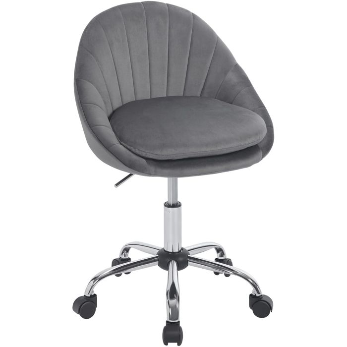 WOLTU Chaise Bureau Pivotante Chaise Coiffeuse en Velours Double Coussin Réglable en Hauteur Gris foncé W0ATT0618