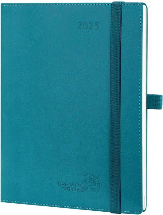 Agenda Da Tavolo 2025 Settimanale - Planner 30x14 Cm Con Spirale, Per Casa, Ufficio E Studio (Blu)