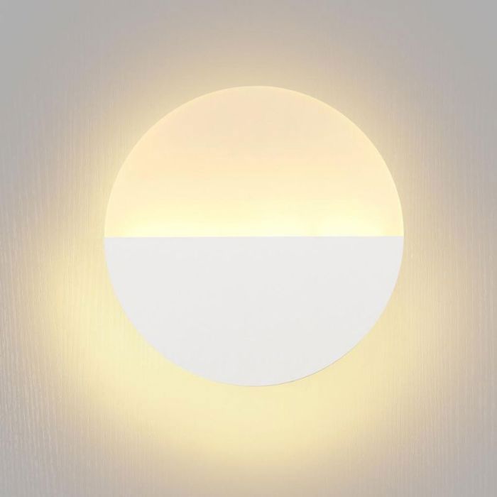 WOTTES Applique Murale Intérieure LED Ø18cm Ronde Lampe Murale Moderne Aluminium Luminaire Blanc pour Couloir Blanc Chaud
