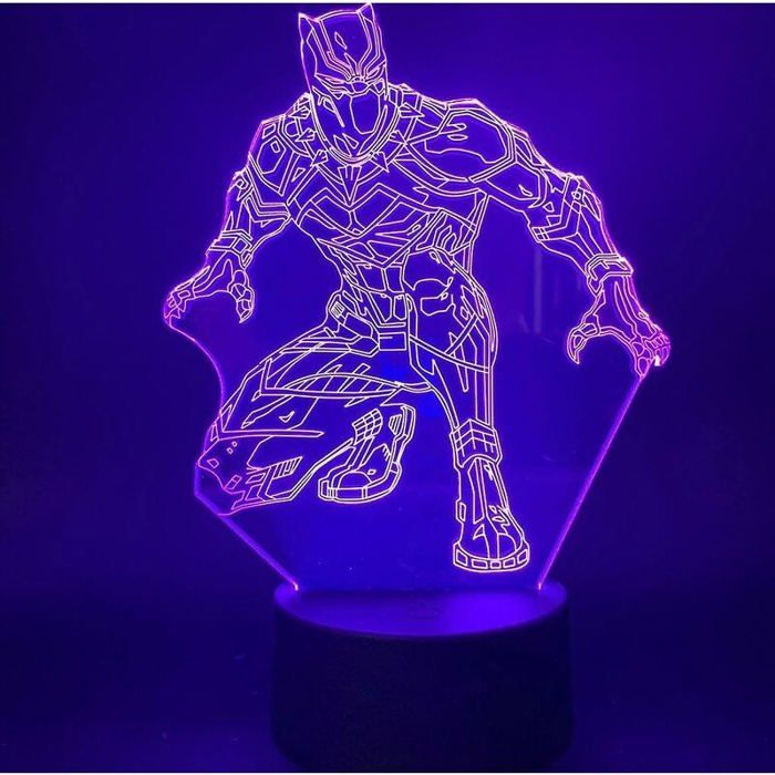 Black Panther 3d Led Night Light Lampe de table pour chambre d’enfants