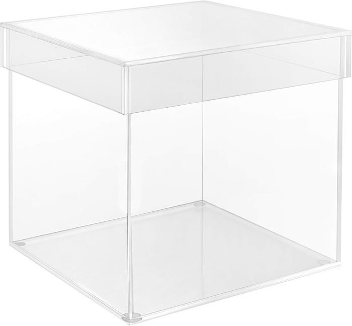 sourcing map Boîte de rangement en acrylique et plastique, cube transparent, petite, à assembler, étanche à la poussière, vitrine pour articles de collection - 36x11x10,5 cm