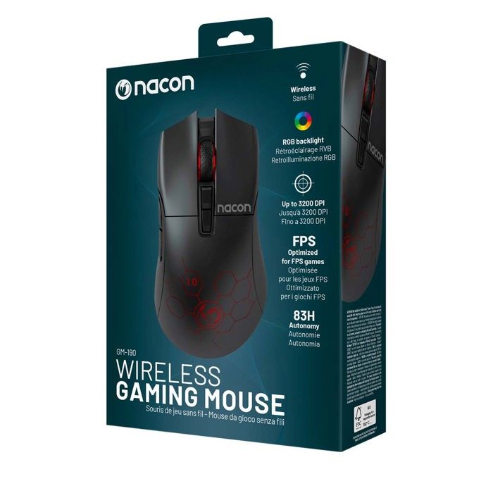 NACON GM 190 Gaming Droitier Wi Fi Optique 3200 DPI Neuf