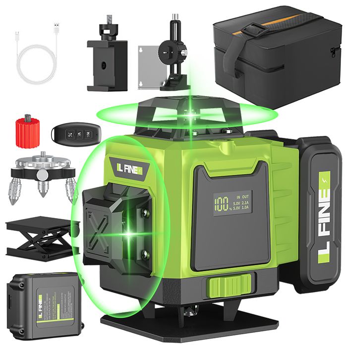 Niveau Laser Vert 4D 16 Lignes Avec Auto-nivellement 360° - Outil De Mesure Précis Pour Chantier