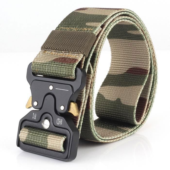 Boucle de ceinture tactique double réglable en métal, Noir, 1.25inch(32mm