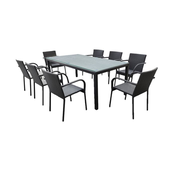 Ensemble table et chaises de jardin 6 places et plus Petits-meubles - Rio - 200 x 100 x 74cm - Noir Ensemble table et chaises de jardin 6 places et plus Petits-meubles - Rio - 200 x 100 x 74cm - Noir