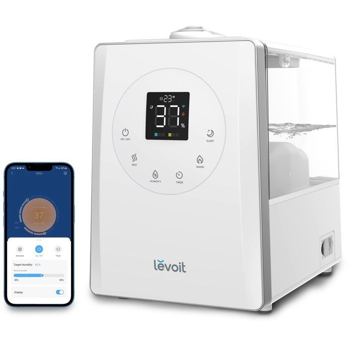 Humidificateur - LEVOIT - LV600S - 70 m2 - 280 W - 6 L - Ultrasons - Application mobile