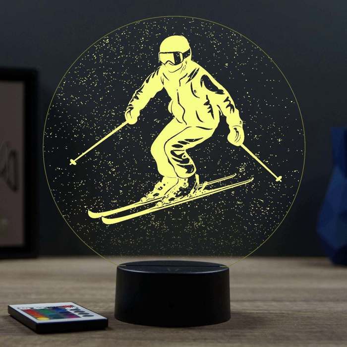 Lampe 3D Sport Skieur Ski Freeride – LED – Idée Cadeau – Fabriquée en France