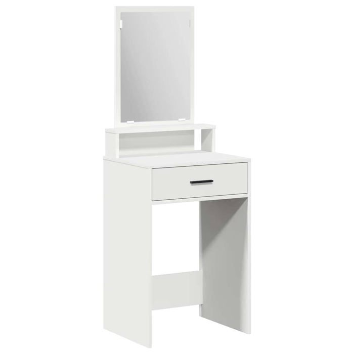 Coiffeuse moderne - vidaXL - Blanc - Bois dingénierie - 50x41x140 cm - Miroir inclus - 1 tiroir - Étagères