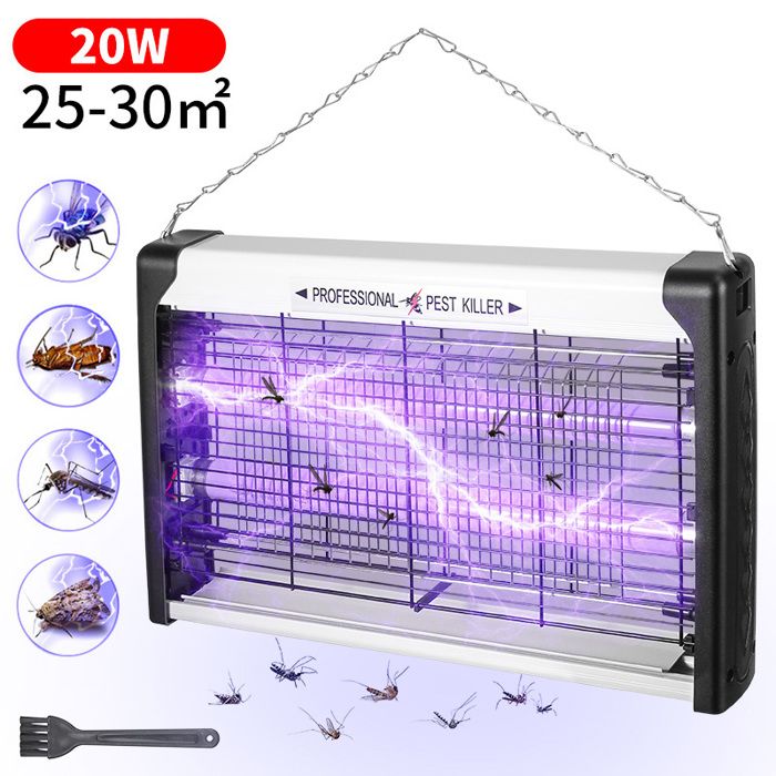 Lampe Anti Moustique 20W UV Anti Insectes Volants Electrique Intérieur Efficace Portée 25 à 30m² pour Maison Cuisine Bureau