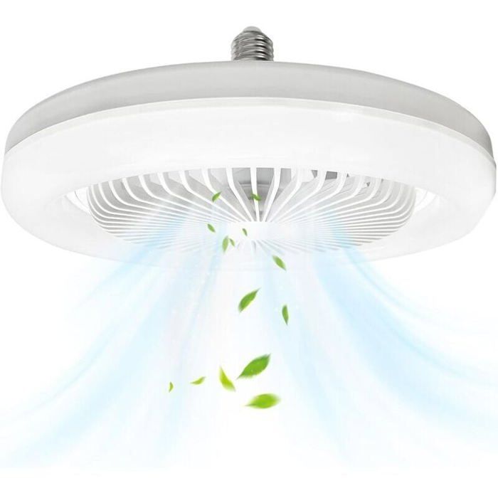 Ventilateur de plafond éclairé ventilateur de plafond fermé silencieux E27 de 10 pouces 30W ventilateur mural portable enfichable