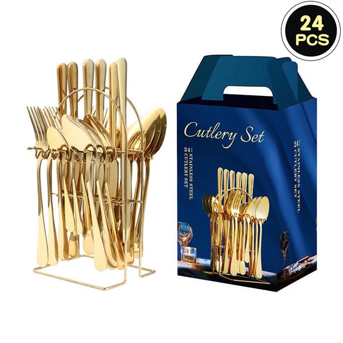 Ensemble de couverts -HJKJYX -24pcs -en Acier Inoxydable -pour 6 Personnes-or
