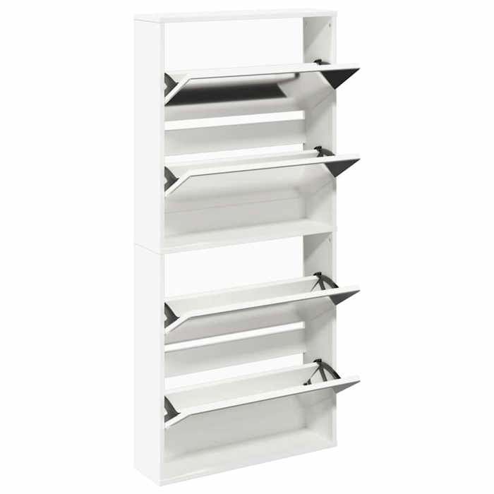 Blanc Meuble à chaussures 1PC - ZENCORE - Organisateur chaussures - Pour couloir - 4 étagères et miroir 63x17x134cm Blanc 864579