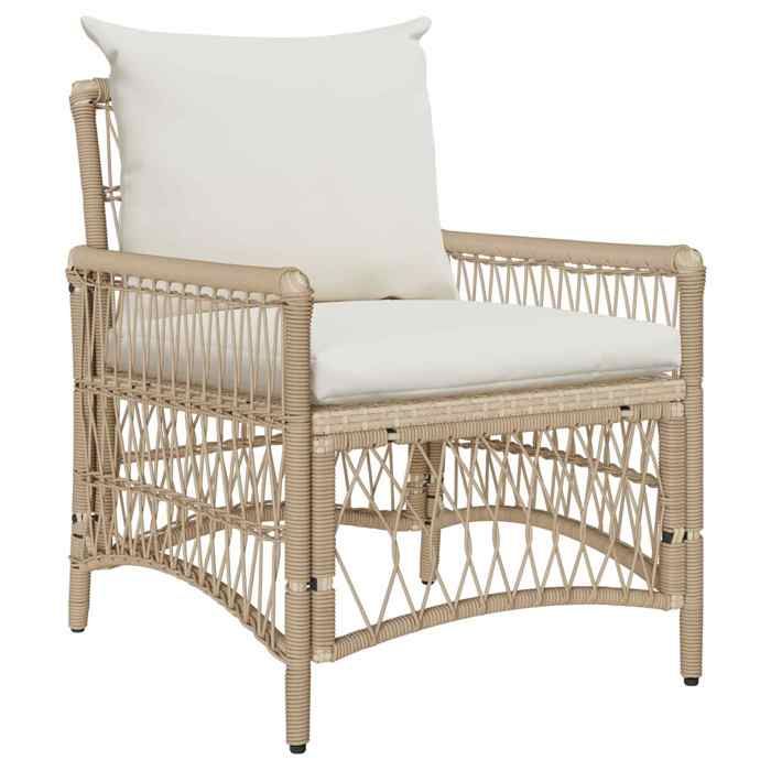Chaise ergonomique - Magnifique Chaise moderne de jardin et terrasse avec coussin Beige 73x61x77cm polyrotin 73x61x77cm3420