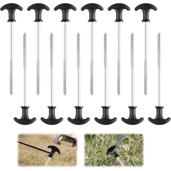 12 piquets de tente piquets de fer tente 20cm de long piquets de sol pour camping piquets extérieurs crochets de tente en métal pour